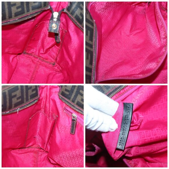 FENDI Zucca Canvas Tote Bag Brown Black gold - Picture 14 of 15